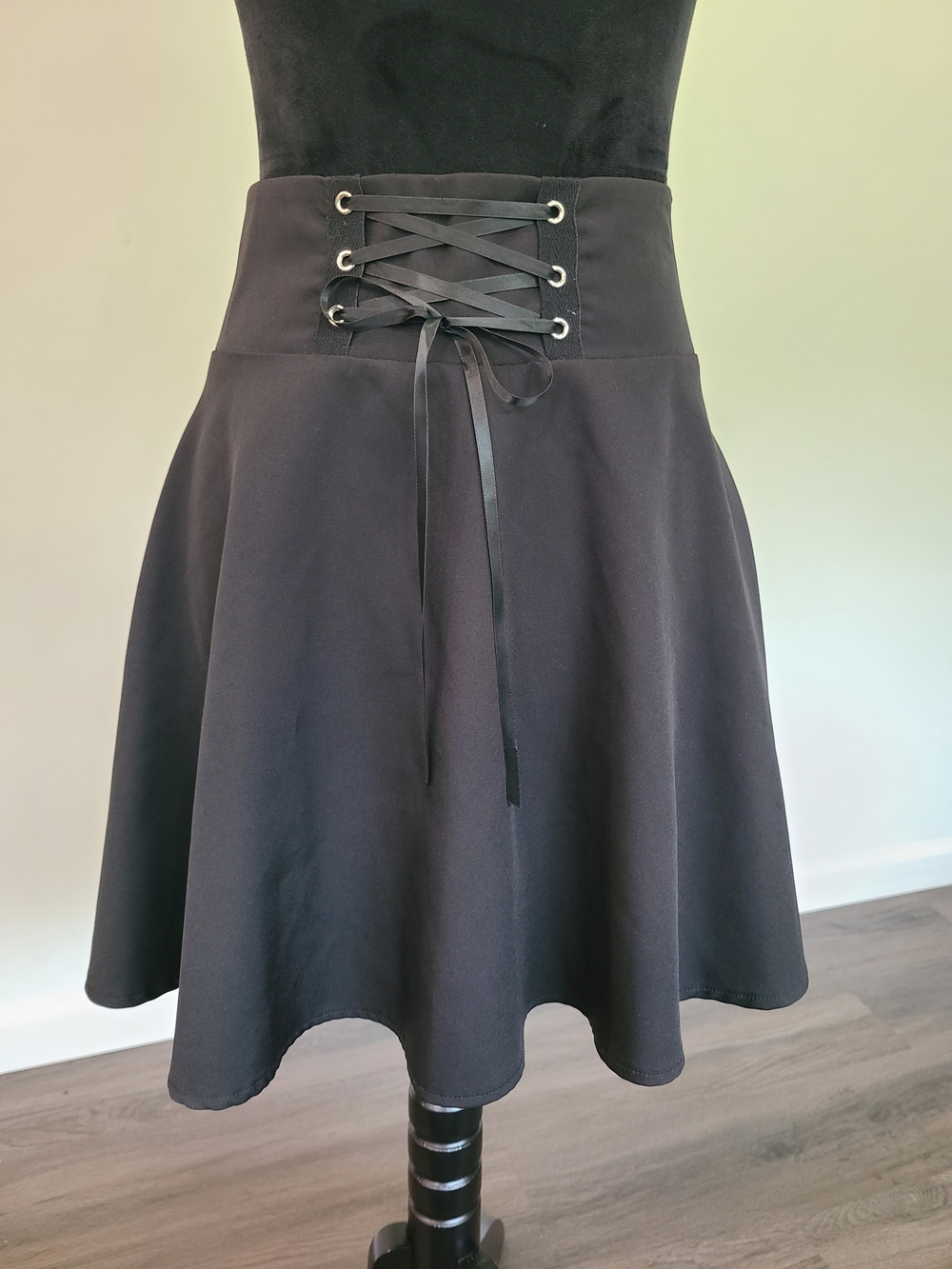 Lace-Up Waist, Zipper Side (Read Description) - Black Skirt
